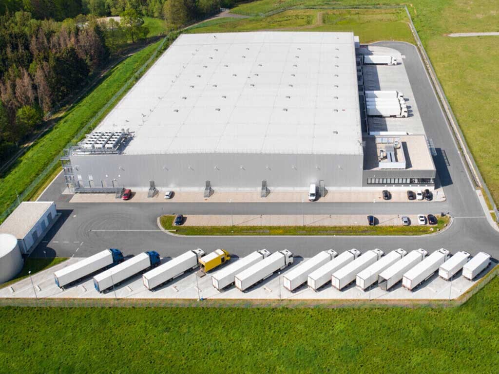 Roofing membrane on industrial building